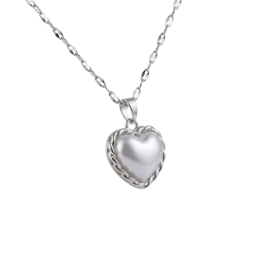 Bound Twisted Silver Heart Pendant Necklace