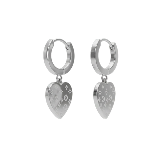 Virella Heart Drop Hoop Earrings