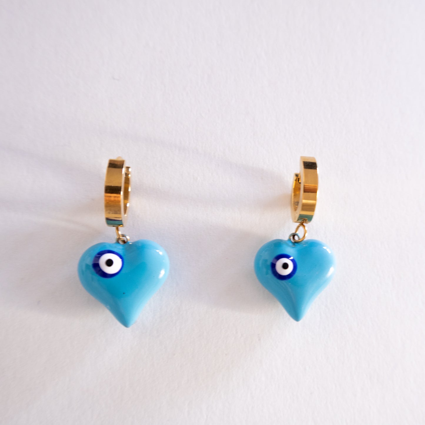 Blue Aura Heart Earrings