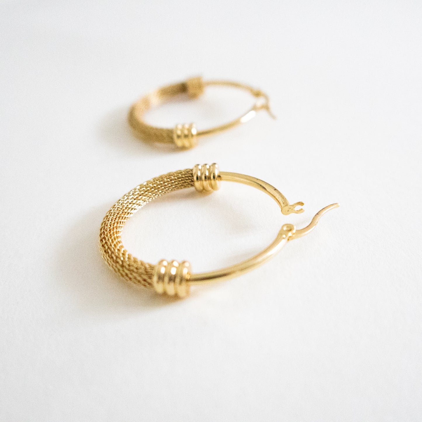 Textured Gold Mesh Hoop Earrings