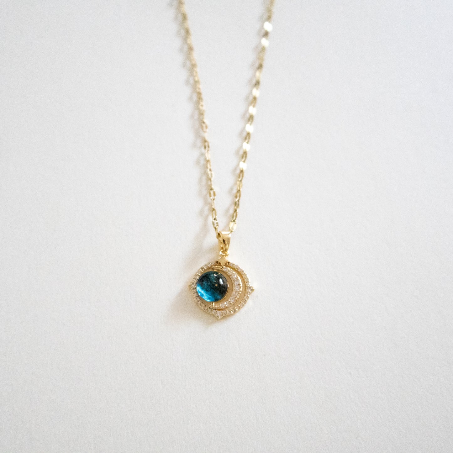 Luminous Blue Orbit Pendant Necklace