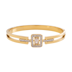 Pulseira geométrica dourada com cristais