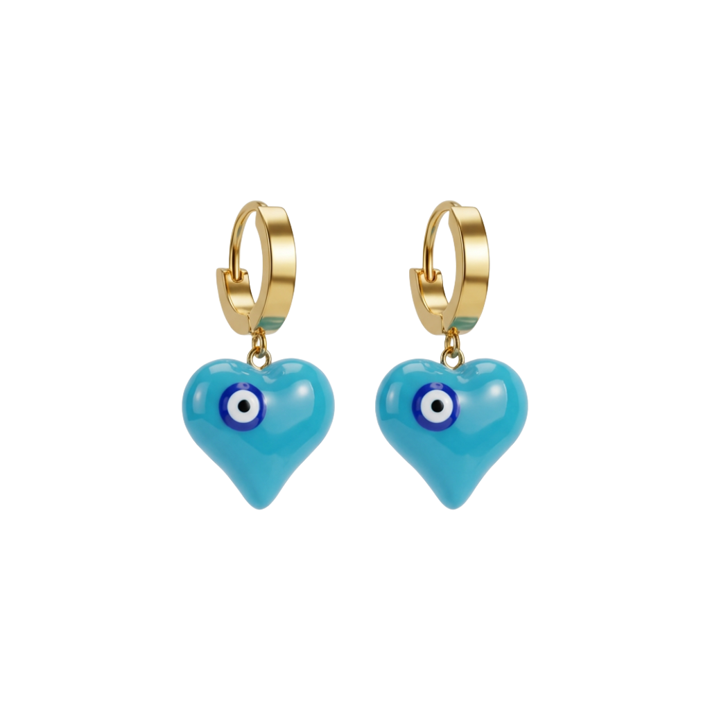 Blue Aura Heart Earrings