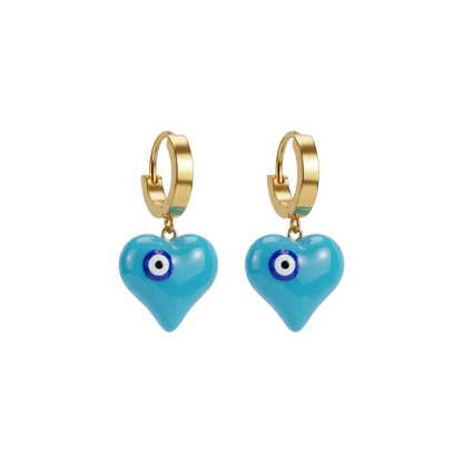 Blue Aura Heart Earrings