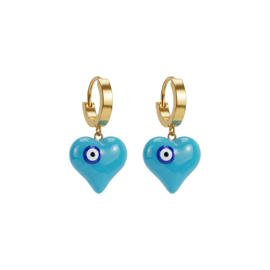 Blue Aura Heart Earrings
