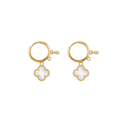 White Clover Charm Earrings