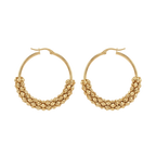 Gold Woven Bead Hoop Earrings