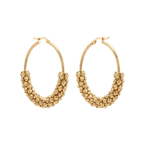 Gold Woven Bead Hoop Earrings