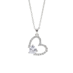 Silver Open Sparkling Crystal Heart Necklace
