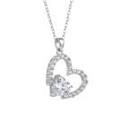 Silver Open Sparkling Crystal Heart Necklace