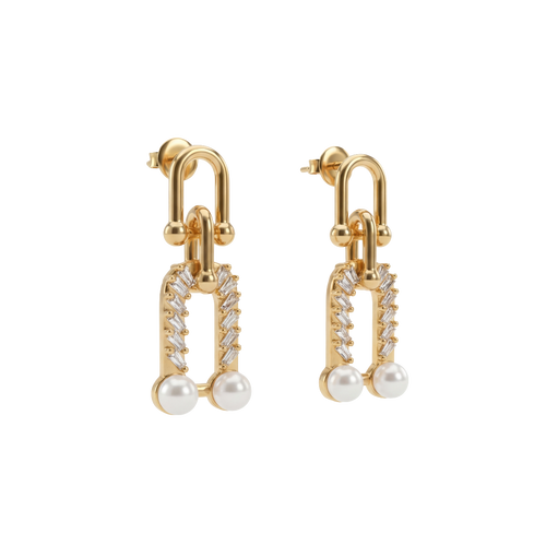 Chain Pearl Duo Earrings