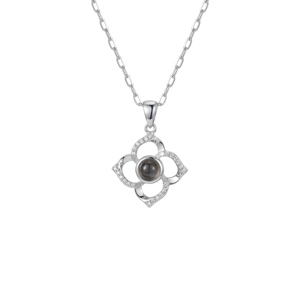 Silver Light-Reactive Clover Pendant Necklace