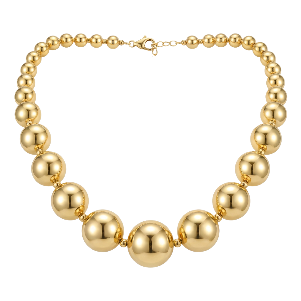 Gold-Toned Beaded Ball Necklace