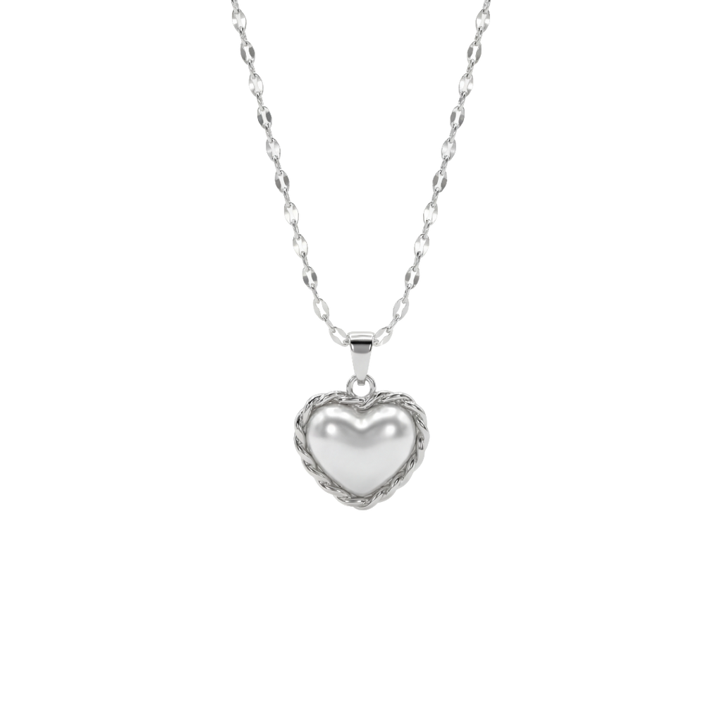 Bound Twisted Silver Heart Pendant Necklace