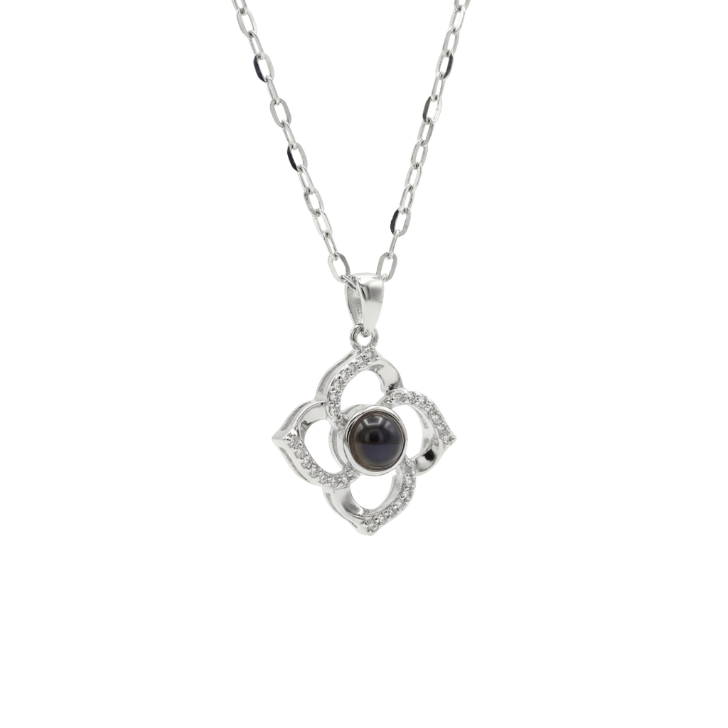 Silver Light-Reactive Clover Pendant Necklace