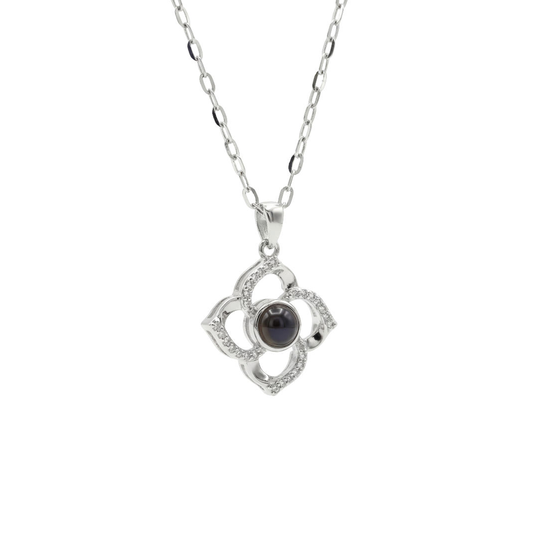 Silver Light-Reactive Clover Pendant Necklace