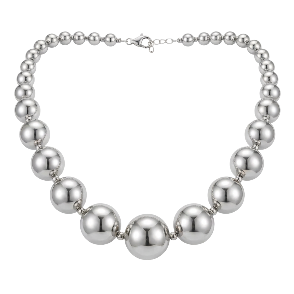 Silver Tone Beaded Ball Necklace