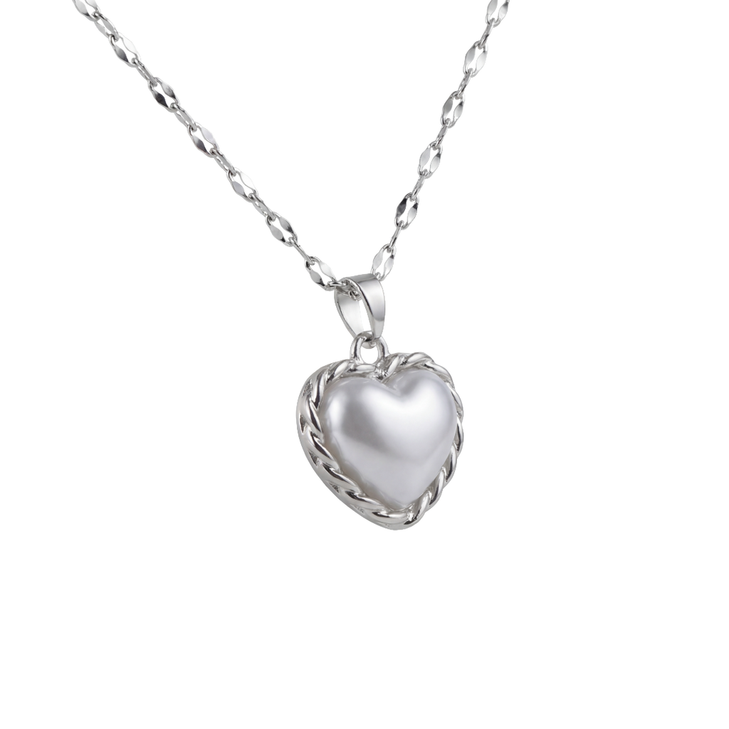 Bound Twisted Silver Heart Pendant Necklace