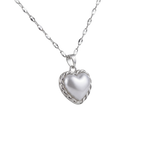 Bound Twisted Silver Heart Pendant Necklace