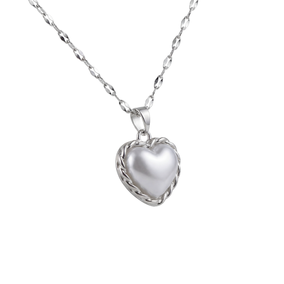 Bound Twisted Silver Heart Pendant Necklace
