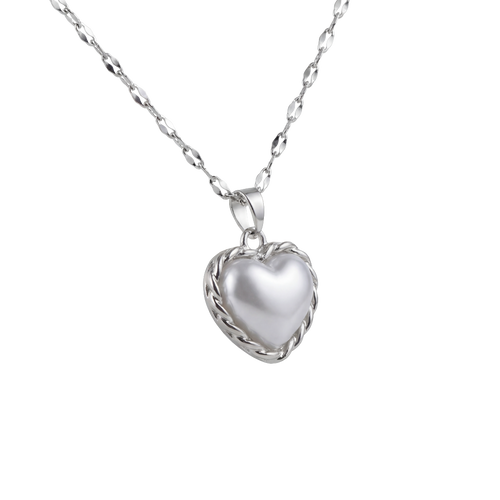 Bound Twisted Silver Heart Pendant Necklace