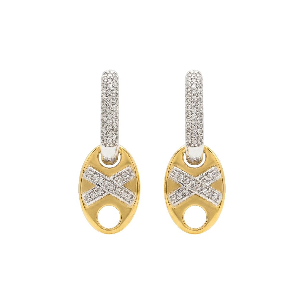 Dual-Tone Crystal Drop Cryistal Earrings