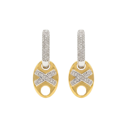 Dual-Tone Crystal Drop Cryistal Earrings