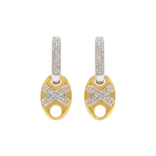 Dual-Tone Crystal Drop Cryistal Earrings