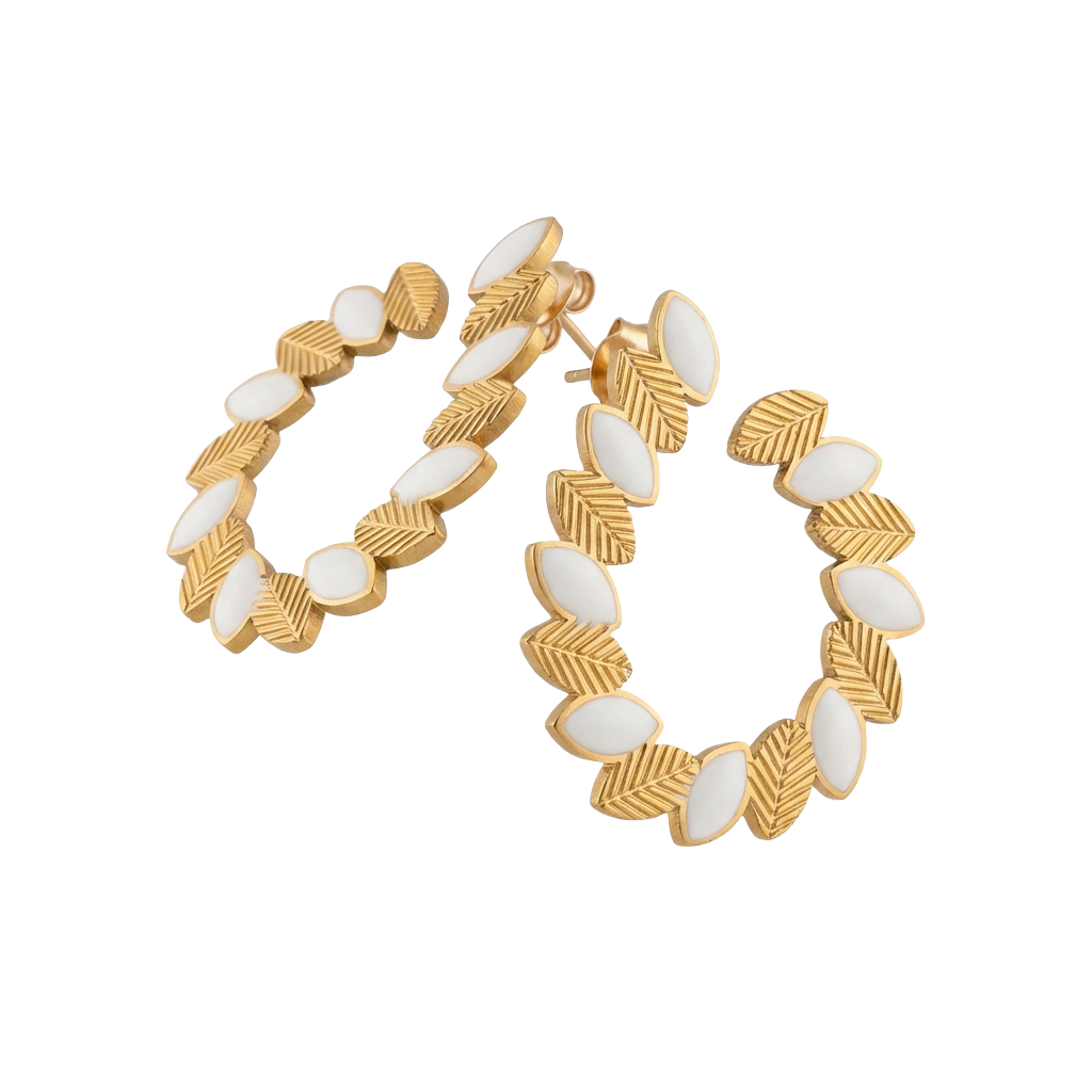 Gold Marquise Accent Hoop Earrings