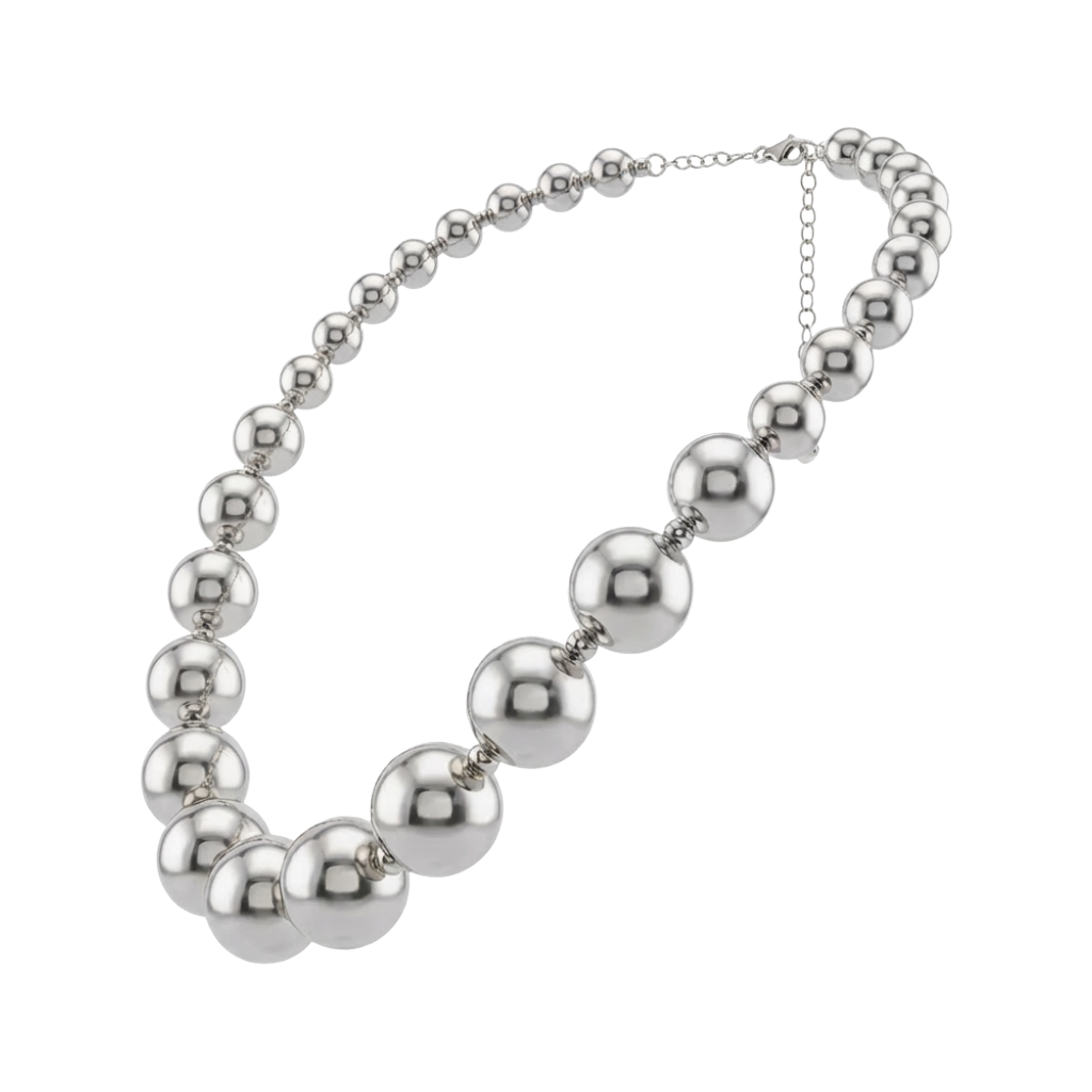 Silver Tone Beaded Ball Necklace