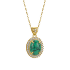 Green Marble Oval Pendant Necklace