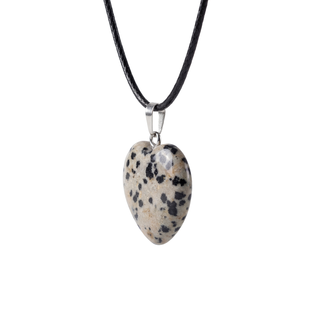 Dalmatian Jasper Heart Pendant Necklace