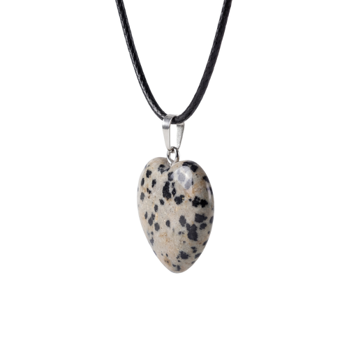 Dalmatian Jasper Heart Pendant Necklace