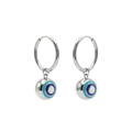 Silver Ball Evil Eye Earrings