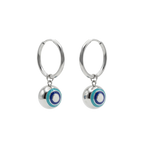 Silver Ball Evil Eye Earrings