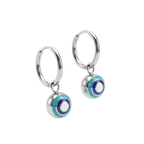 Silver Ball Evil Eye Earrings