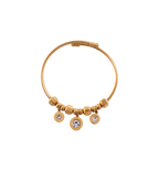 Stainless Steel Gold Cable Bracelet with Three Crystal Charms