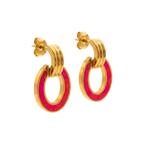 Chili Red Enamel Oval Earrings