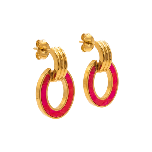 Chili Red Enamel Oval Earrings