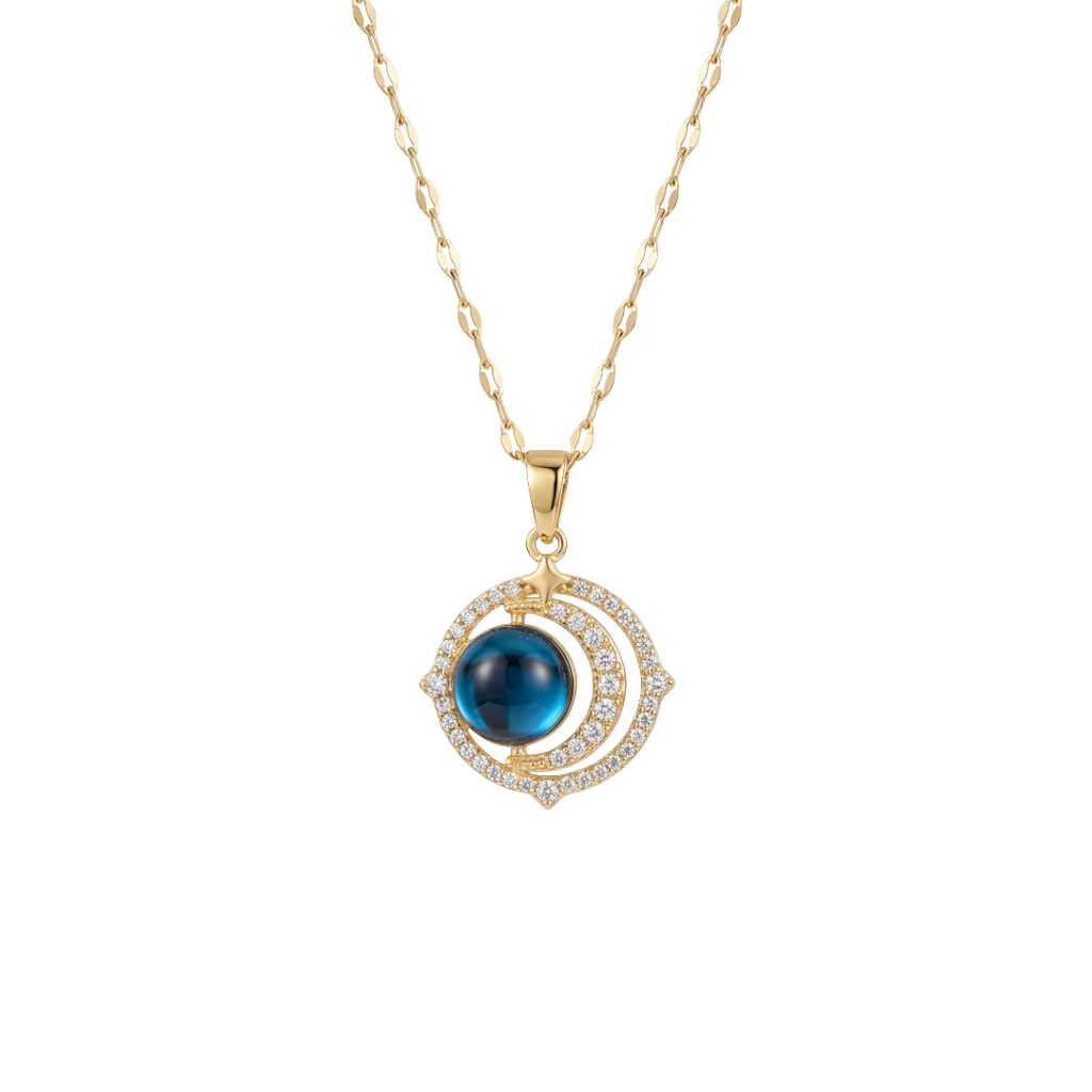 Luminous Blue Orbit Pendant Necklace
