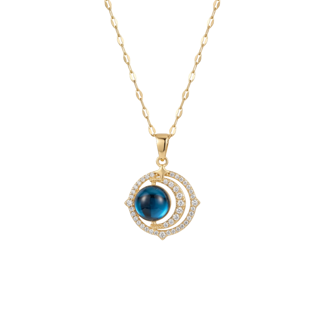 Luminous Blue Orbit Pendant Necklace