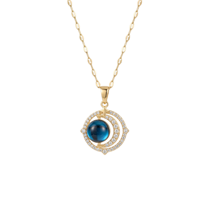 Luminous Blue Orbit Pendant Necklace