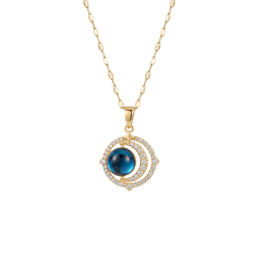 Luminous Blue Orbit Pendant Necklace