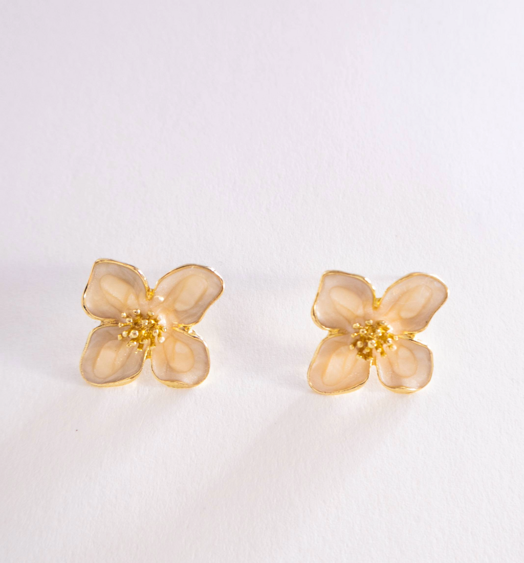 Golden Light Blossom Stud Earrings