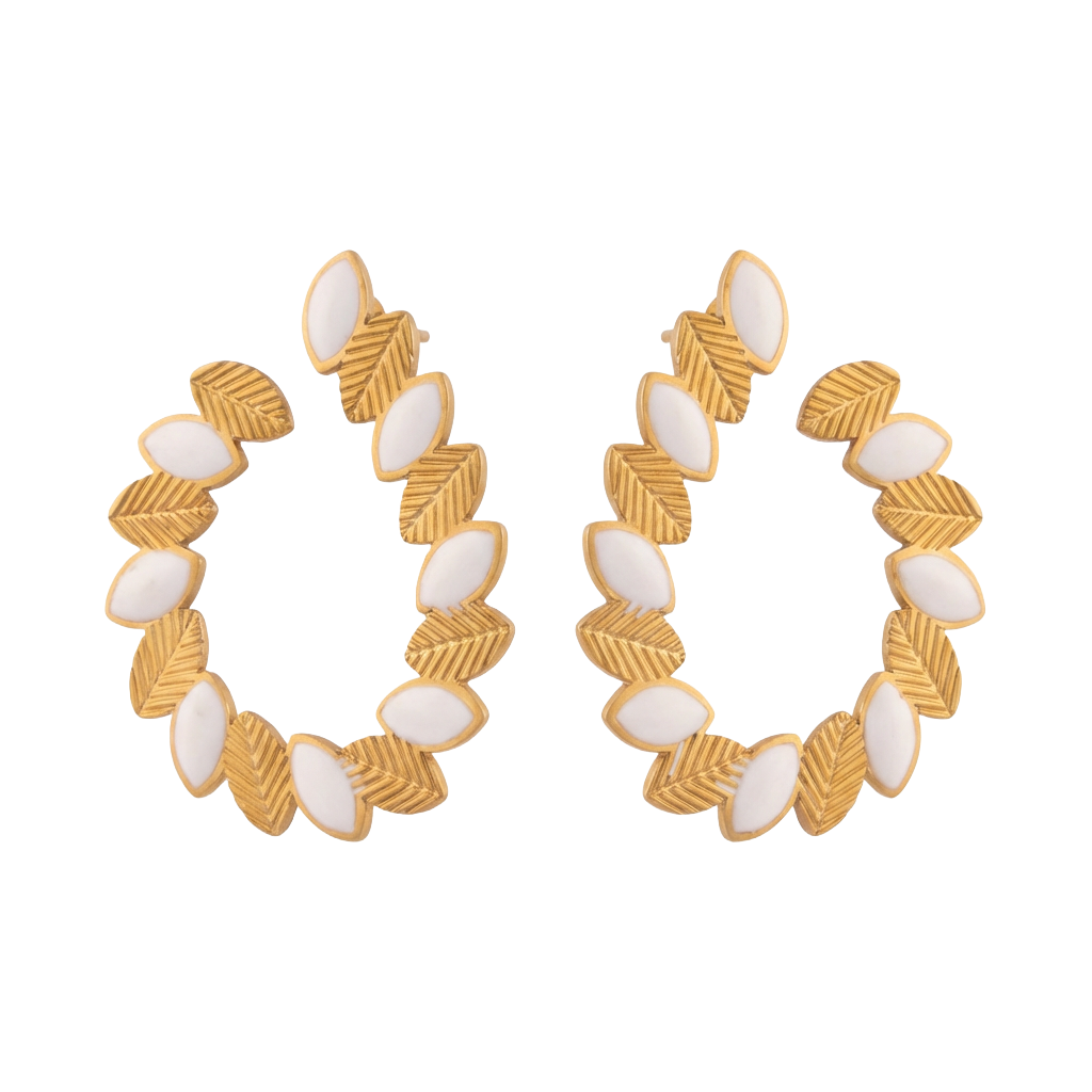 Gold Marquise Accent Hoop Earrings