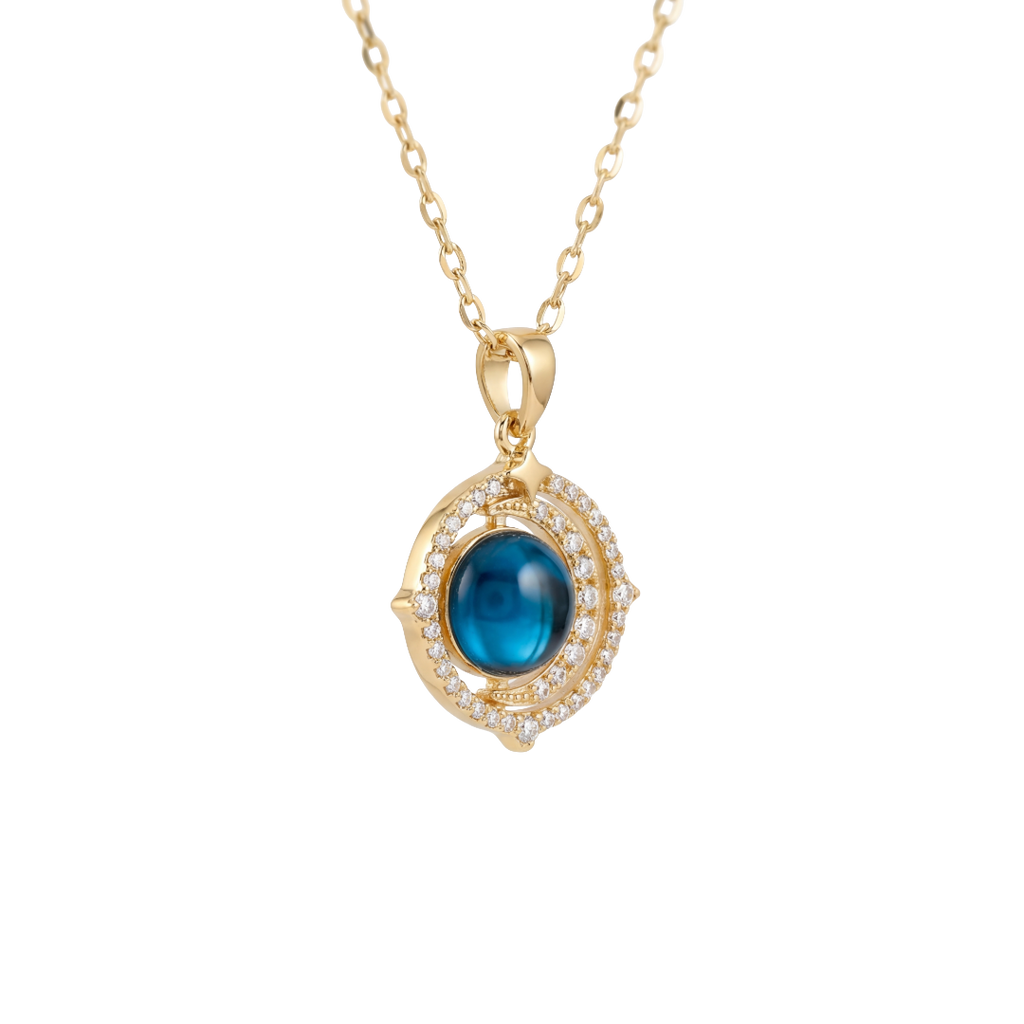 Luminous Blue Orbit Pendant Necklace