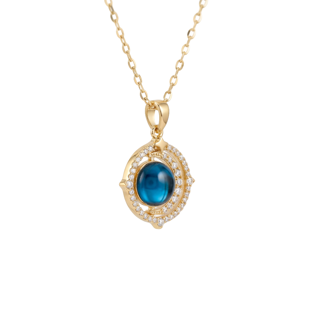 Luminous Blue Orbit Pendant Necklace