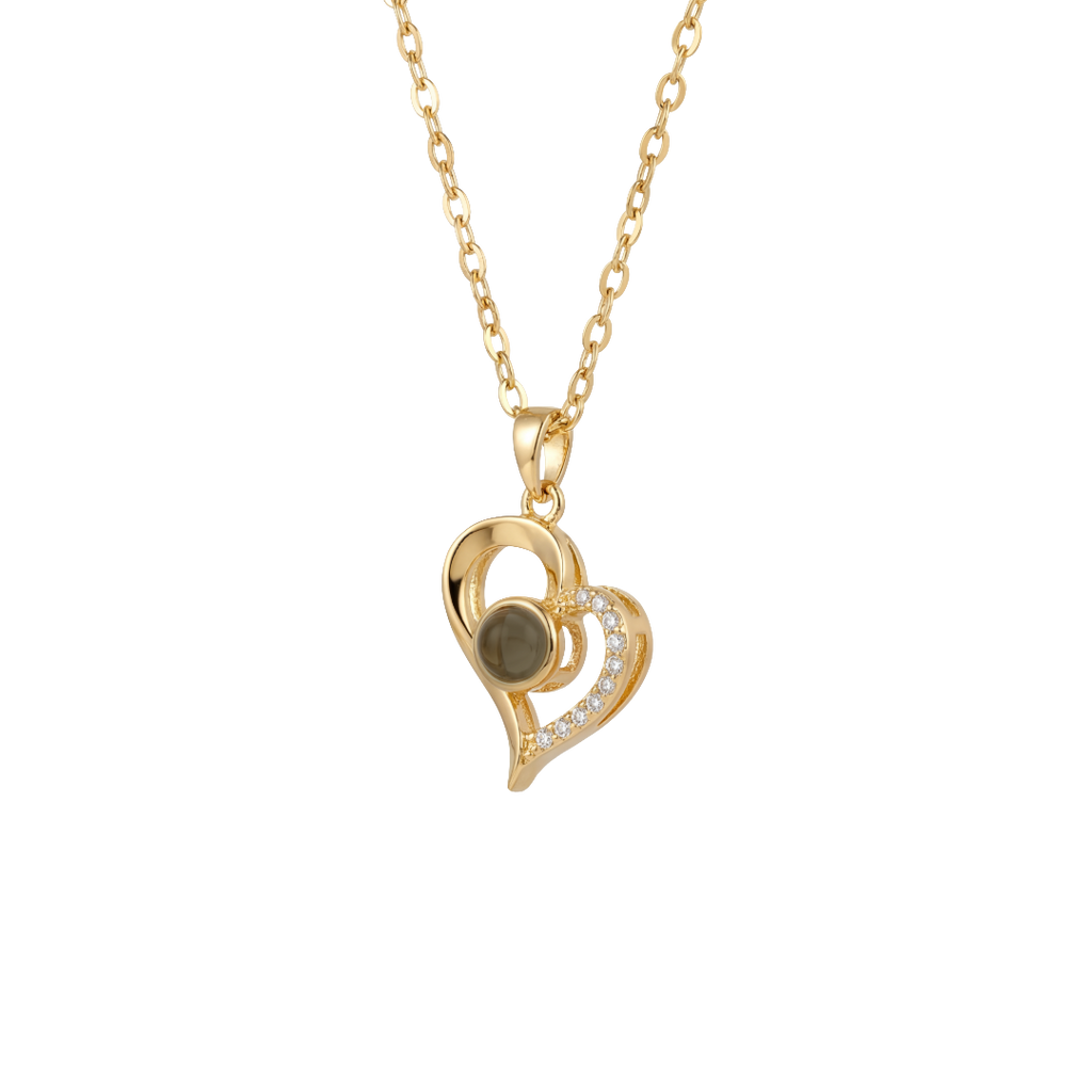 Golden Light-Reactive Stone Heart Necklace