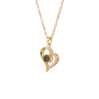 Golden Light-Reactive Stone Heart Necklace