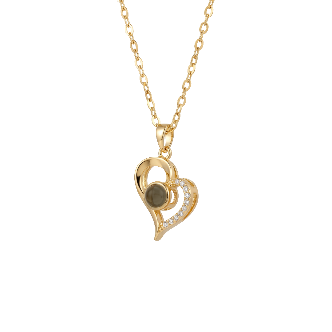 Golden Light-Reactive Stone Heart Necklace